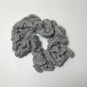 NWT Handmade Crocheted Light Gray Hair Scrunchie
